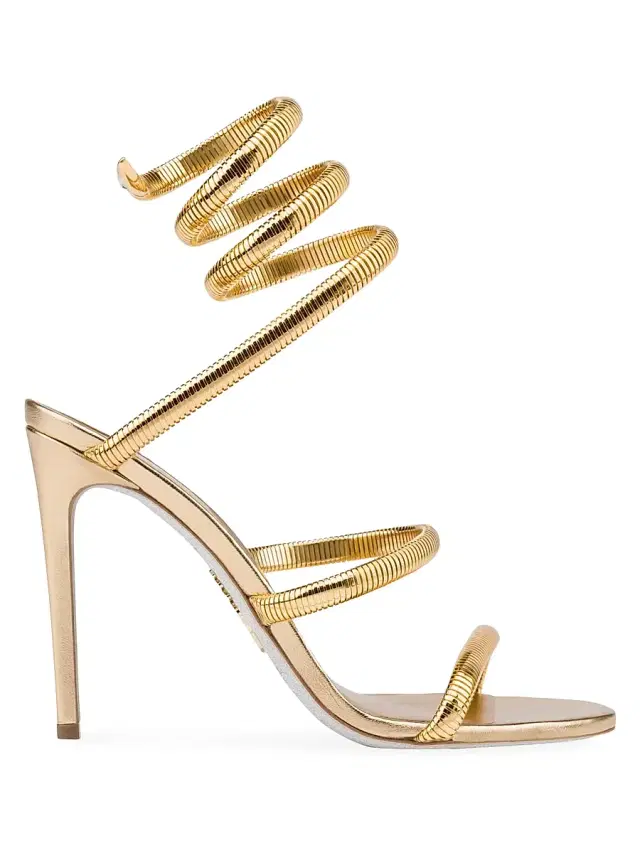 Rene Caovilla Women's Leather & Copper Snake Strap Sandals - Gold