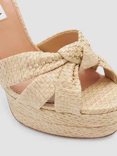 Aquazzura Women's Nina Raffia 130MM Platform Sandals - Natural Silver - Size 12 | Thumbnail 4