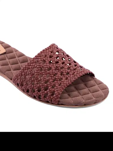 Aera Women's Mia Faux Leather Woven Slides - Cocoa Sandals | Thumbnail 3 Aera Women's Mia Faux Leather Woven Slides - Cocoa Sandals | Thumbnail 3