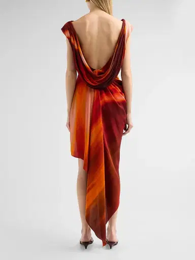 LaQuan Smith Women's Draped Asymmetric Corset-Style Midi-Dress | Thumbnail 3 LaQuan Smith Women's Draped Asymmetric Corset-Style Midi-Dress | Thumbnail 3