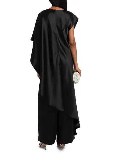 Amsale Women's Draped Satin Jumpsuit - Black | Thumbnail 5