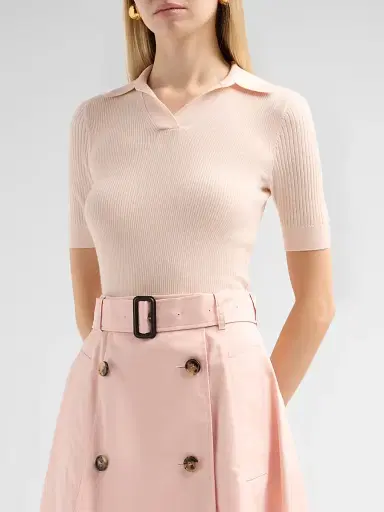 Burberry Women's Rain Cashmere Polo Shirt - Compact Pink - Size XXS | Thumbnail 3