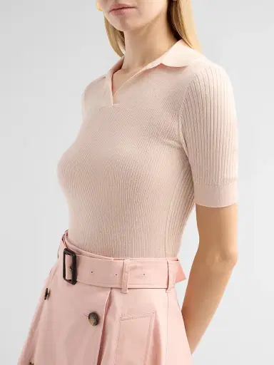 Burberry Women's Rain Cashmere Polo Shirt - Compact Pink - Size XXS | Thumbnail 5