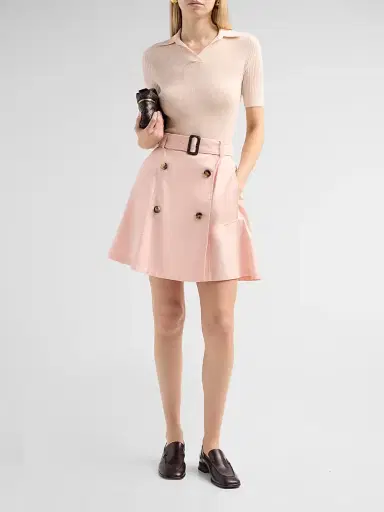 Burberry Women's Josselyn Cotton Gabardine Trench Mini Skirt - Compact Pink - Size 16 | Thumbnail 2