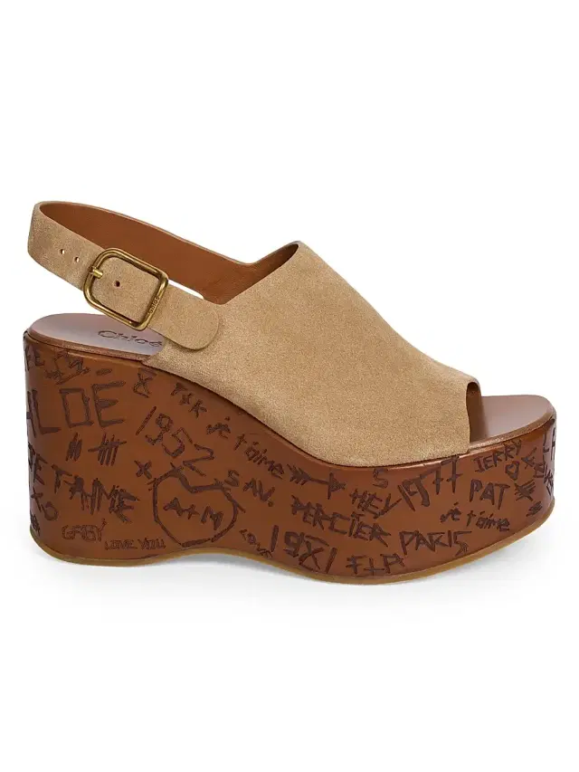 Chloé Women's Maxime Suede Wedge Sandals - Desert Sand
