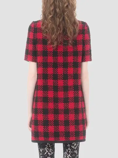 Valentino Garavani Women's Damier Tweed Short Dress - Paris Black | Thumbnail 5 Valentino Garavani Women's Damier Tweed Short Dress - Paris Black | Thumbnail 5