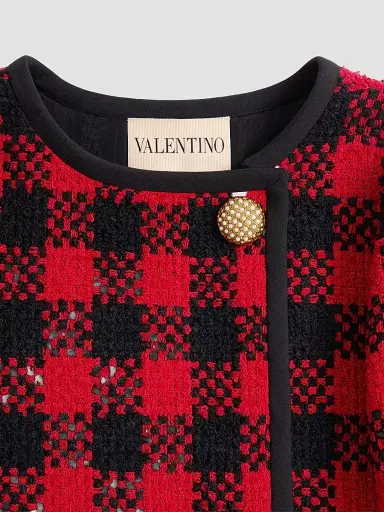 Valentino Garavani Women's Damier Tweed Short Dress - Paris Black | Thumbnail 7 Valentino Garavani Women's Damier Tweed Short Dress - Paris Black | Thumbnail 7