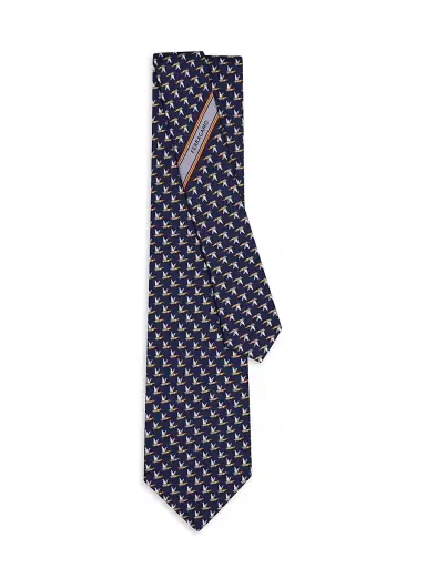 Ferragamo Men's Flying Mallards Silk Tie | Thumbnail 3