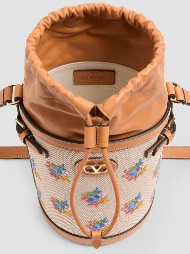 Valentino Garavani Women's Antibes Canvas Embroidered Medium Bucket Bag | Thumbnail 4