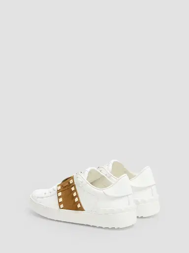 Valentino Garavani Women's Rockstud Untitled Sneakers in Calfskin with Suede Band - White Havana Beige - Size 10.5 | Thumbnail 3 Valentino Garavani Women's Rockstud Untitled Sneakers in Calfskin with Suede Band - White Havana Beige - Size 10.5 | Thumbnail 3