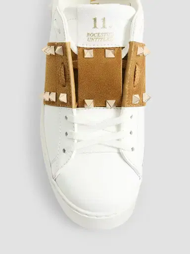 Valentino Garavani Women's Rockstud Untitled Sneakers in Calfskin with Suede Band - White Havana Beige - Size 10.5 | Thumbnail 5 Valentino Garavani Women's Rockstud Untitled Sneakers in Calfskin with Suede Band - White Havana Beige - Size 10.5 | Thumbnail 5