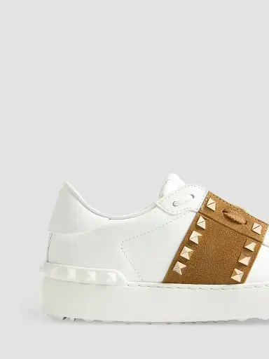 Valentino Garavani Women's Rockstud Untitled Sneakers in Calfskin with Suede Band - White Havana Beige - Size 10.5 | Thumbnail 6 Valentino Garavani Women's Rockstud Untitled Sneakers in Calfskin with Suede Band - White Havana Beige - Size 10.5 | Thumbnail 6