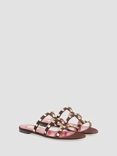 Valentino Garavani Women's Rockstud 5MM Slide Sandals in Suede | Thumbnail 2