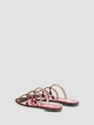 Valentino Garavani Women's Rockstud 5MM Slide Sandals in Suede | Thumbnail 3
