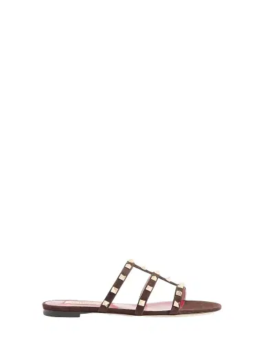 Valentino Garavani Women's Rockstud 5MM Slide Sandals in Suede | Thumbnail 1