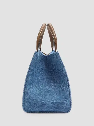 Valentino Garavani Women's Alltime Medium Top Handle Bag in Denim with Embroidered Strap - Denim | Thumbnail 4 Valentino Garavani Women's Alltime Medium Top Handle Bag in Denim with Embroidered Strap - Denim | Thumbnail 4