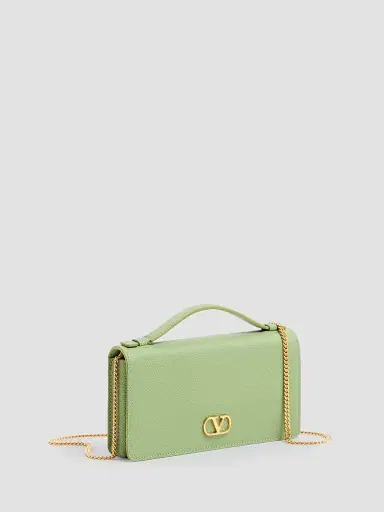 Valentino Garavani Women's VLogo Signature Grainy Calfskin Wallet with Chain - Mint | Thumbnail 3 Valentino Garavani Women's VLogo Signature Grainy Calfskin Wallet with Chain - Mint | Thumbnail 3