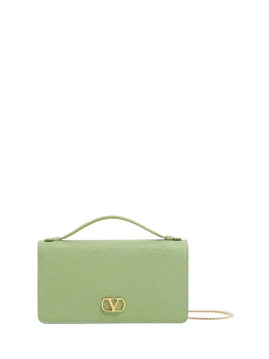 Valentino Garavani Women's VLogo Signature Grainy Calfskin Wallet with Chain - Mint | Thumbnail 1 Valentino Garavani Women's VLogo Signature Grainy Calfskin Wallet with Chain - Mint | Thumbnail 1