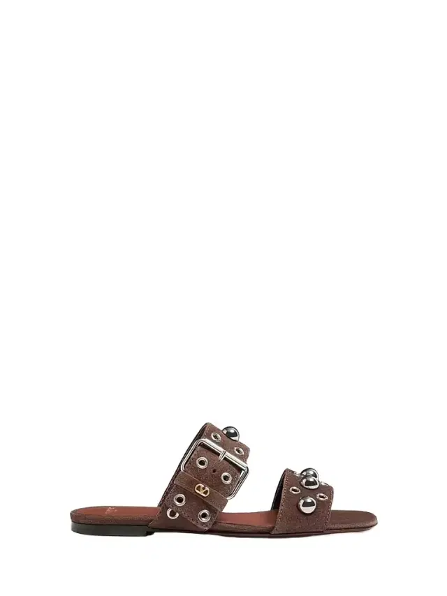 Valentino Garavani Women's Nellcôte Crust Leather Slide Sandals