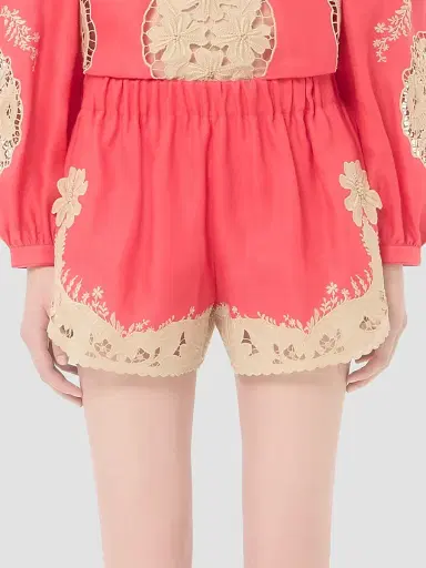 Valentino Garavani Women's Embroidered Couture Linen Shorts - Coral Beige - Size 6 | Thumbnail 3 Valentino Garavani Women's Embroidered Couture Linen Shorts - Coral Beige - Size 6 | Thumbnail 3
