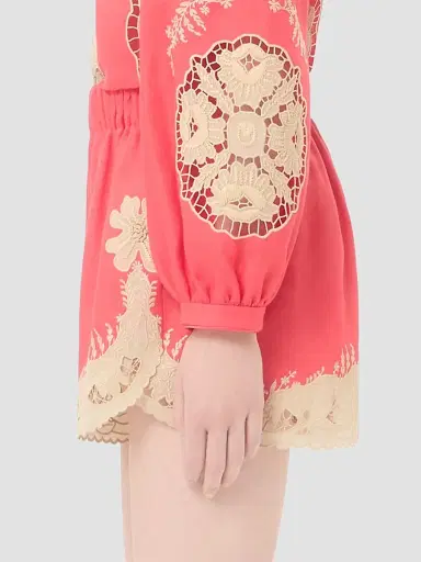 Valentino Garavani Women's Embroidered Couture Linen Shorts - Coral Beige - Size 6 | Thumbnail 4 Valentino Garavani Women's Embroidered Couture Linen Shorts - Coral Beige - Size 6 | Thumbnail 4