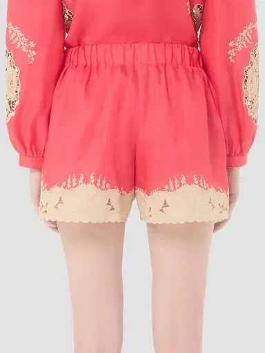 Valentino Garavani Women's Embroidered Couture Linen Shorts - Coral Beige - Size 6 | Thumbnail 5 Valentino Garavani Women's Embroidered Couture Linen Shorts - Coral Beige - Size 6 | Thumbnail 5