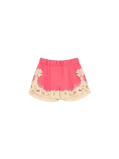Valentino Garavani Women's Embroidered Couture Linen Shorts - Coral Beige - Size 6 | Thumbnail 1 Valentino Garavani Women's Embroidered Couture Linen Shorts - Coral Beige - Size 6 | Thumbnail 1