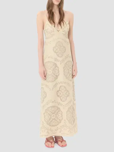 Valentino Garavani Women's Midi Dress in Floral Stamp Blanket | Thumbnail 2 Valentino Garavani Women's Midi Dress in Floral Stamp Blanket | Thumbnail 2