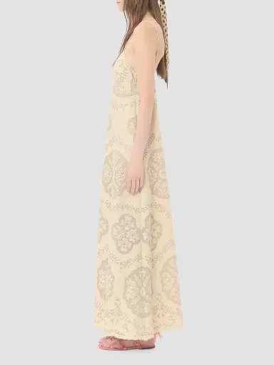 Valentino Garavani Women's Midi Dress in Floral Stamp Blanket | Thumbnail 4 Valentino Garavani Women's Midi Dress in Floral Stamp Blanket | Thumbnail 4