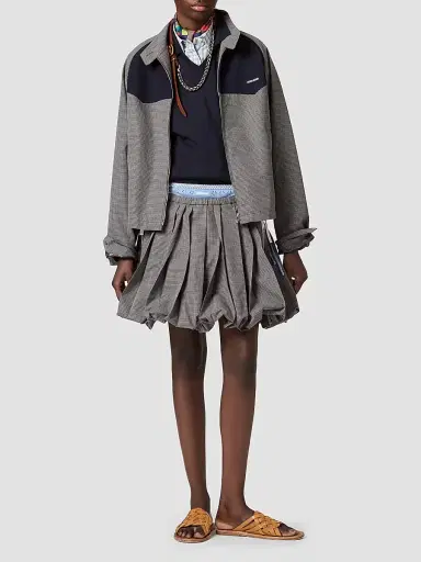 Miu Miu Women's Gingham Check Blouson Jacket - Grey - Size 0 | Thumbnail 2 Miu Miu Women's Gingham Check Blouson Jacket - Grey - Size 0 | Thumbnail 2