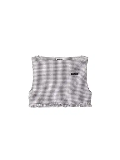 Miu Miu Women's Checked Poplin Crop Top - Size 8 | Thumbnail 1 Miu Miu Women's Checked Poplin Crop Top - Size 8 | Thumbnail 1