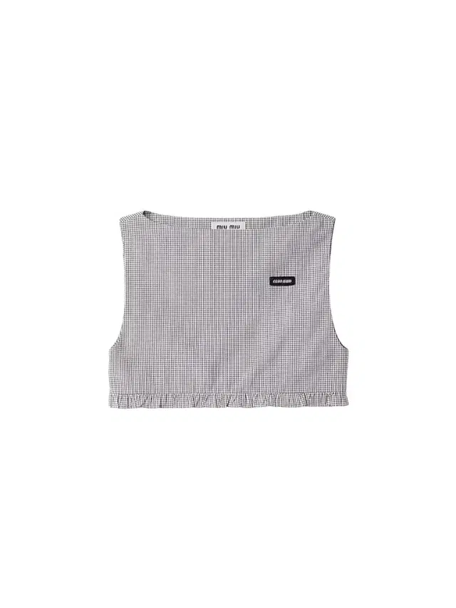 Miu Miu Women's Checked Poplin Crop Top