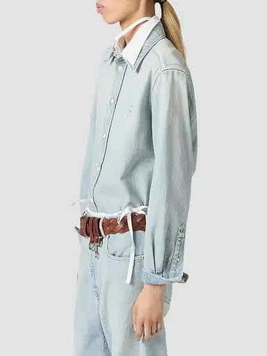 Miu Miu Women's Washed Denim Shirt - Blue - Size 8 | Thumbnail 6 Miu Miu Women's Washed Denim Shirt - Blue - Size 8 | Thumbnail 6