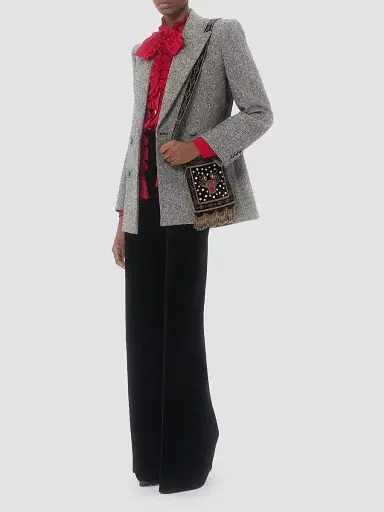 Valentino Garavani Women's Nellcote Small Embroidered Shoulder Bag with Fringes | Thumbnail 2