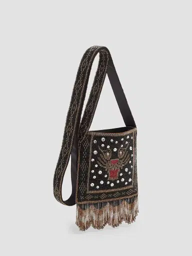 Valentino Garavani Women's Nellcote Small Embroidered Shoulder Bag with Fringes | Thumbnail 4