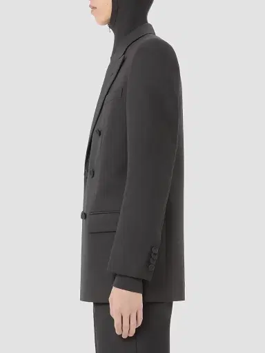 Valentino Garavani Men's Double-Breasted Wool Gabardine Jacket - Black | Thumbnail 4