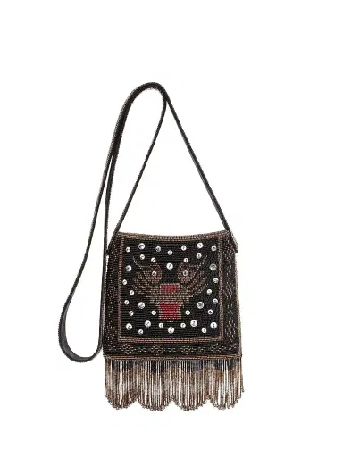 Valentino Garavani Men's Nellcôte Small Embroidered Shoulder Bag with Fringes - Black | Thumbnail 1 Valentino Garavani Men's Nellcôte Small Embroidered Shoulder Bag with Fringes - Black | Thumbnail 1