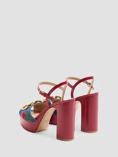 Valentino Garavani Women's VLogo Signature Platform Denim 115MM Sandals - Denim Multicolour | Thumbnail 4
