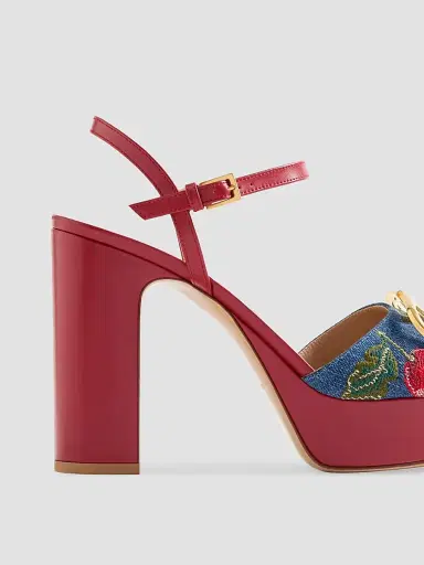 Valentino Garavani Women's VLogo Signature Platform Denim 115MM Sandals - Denim Multicolour | Thumbnail 6
