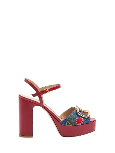 Valentino Garavani Women's VLogo Signature Platform Denim 115MM Sandals - Denim Multicolour | Thumbnail 1