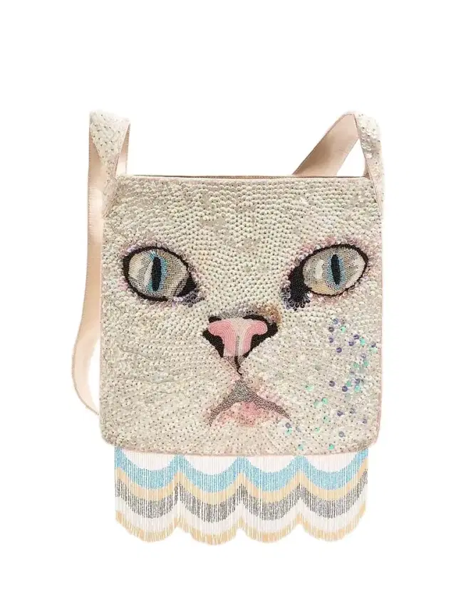 Valentino Garavani Women's Le Chat De La Maison Embroidered Crossbody Bag with Fringes - Butter