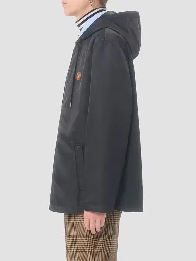 Valentino Garavani Men's Nylon Hooded Windbreaker Jacket with VLogo Patch - Black | Thumbnail 4