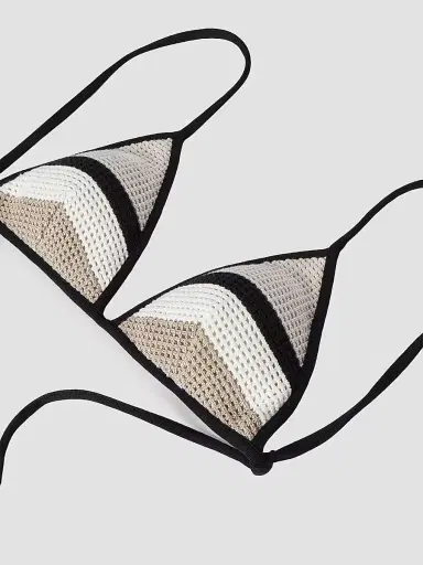 Brunello Cucinelli Women's Cotton Net Knit Bikini Top | Thumbnail 4 Brunello Cucinelli Women's Cotton Net Knit Bikini Top | Thumbnail 4