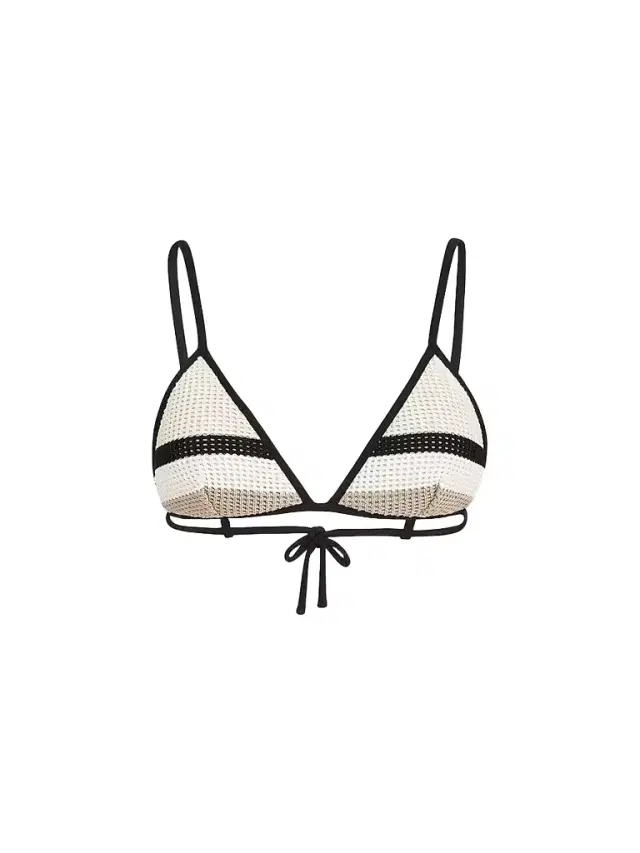 Brunello Cucinelli Women's Cotton Net Knit Bikini Top - Black