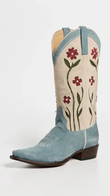 THE GREAT. Stetson x  Cowboy Boots Washed Indigo Floral | Thumbnail 2