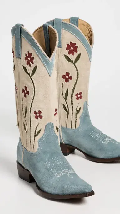 THE GREAT. Stetson x  Cowboy Boots Washed Indigo Floral | Thumbnail 5