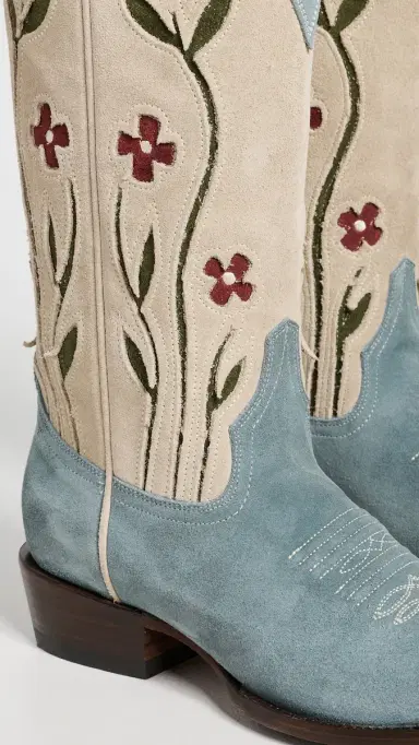 THE GREAT. Stetson x  Cowboy Boots Washed Indigo Floral | Thumbnail 6