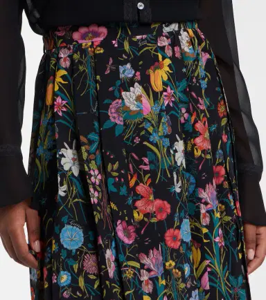 Gucci Flora pleated silk midi skirt | Thumbnail 3