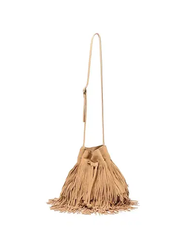 SIMKHAI Women's Marena Fringed Suede Crossbody Bag - Light Camel | Thumbnail 1