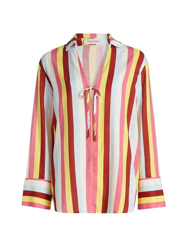 Solid & Striped Women's The Livia Stripe Linen-Blend Tunic - Symi Stripe
